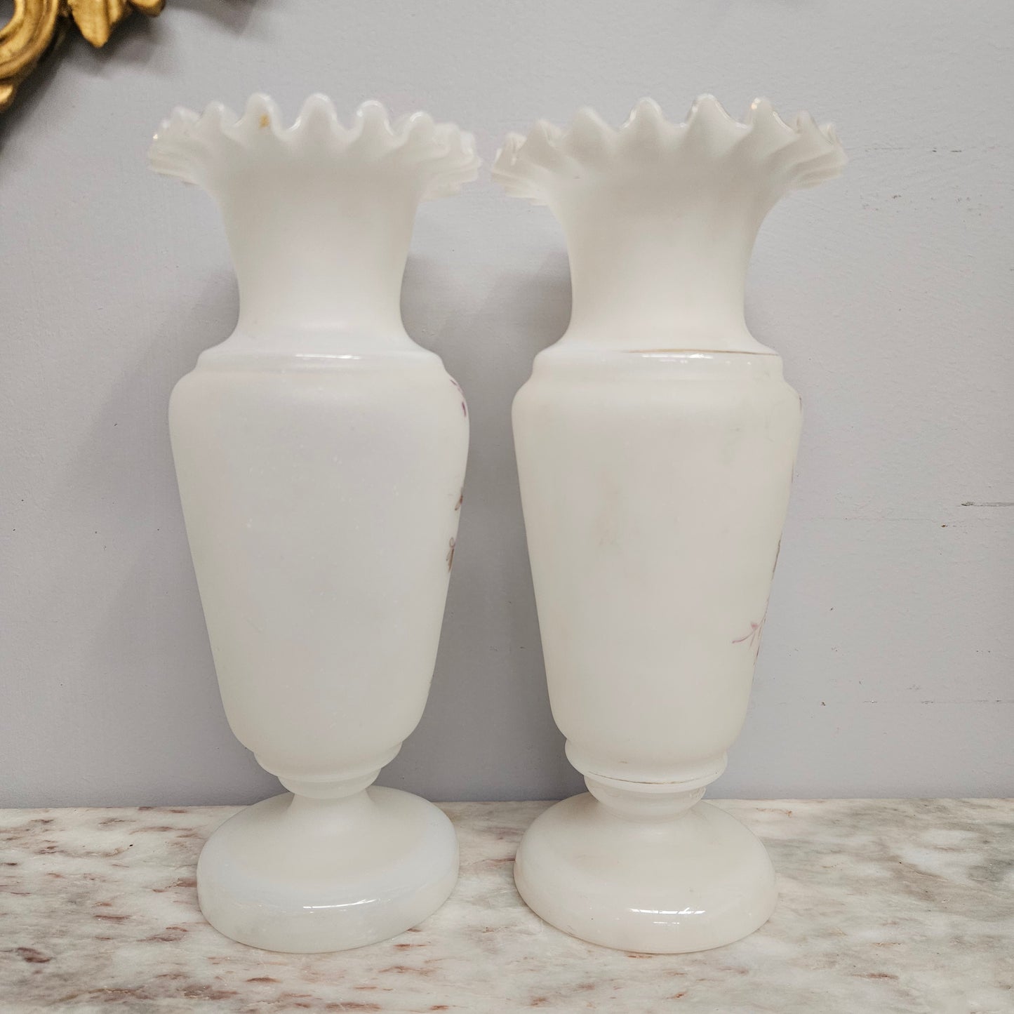 Pair of Victorian Opaline Glass Vases