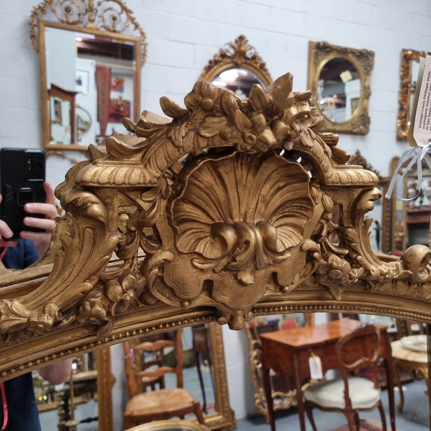 Stunning Antique Louis XV Style Mantle Mirror