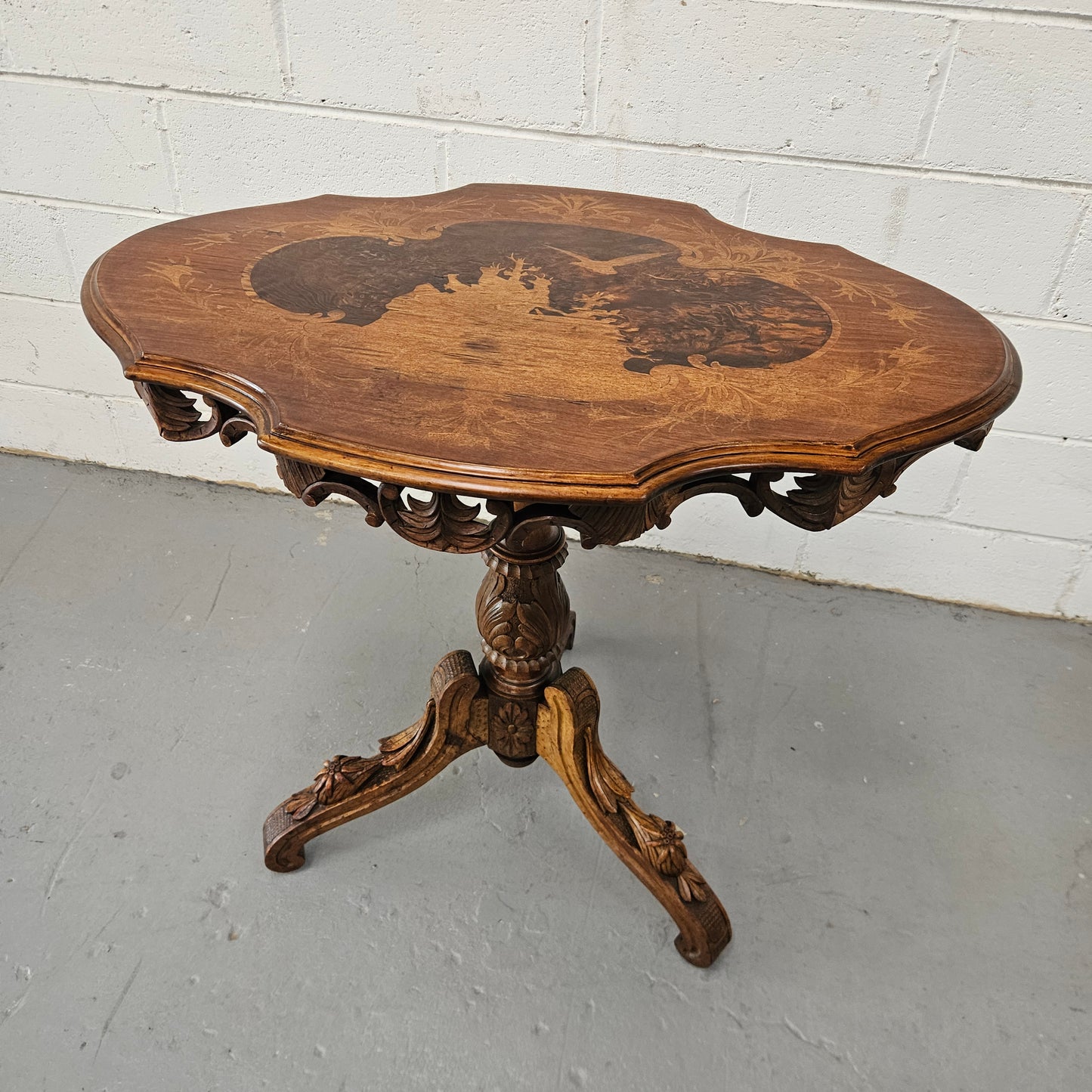 Antique Victorian Inlaid Tilt Top Occasional Table