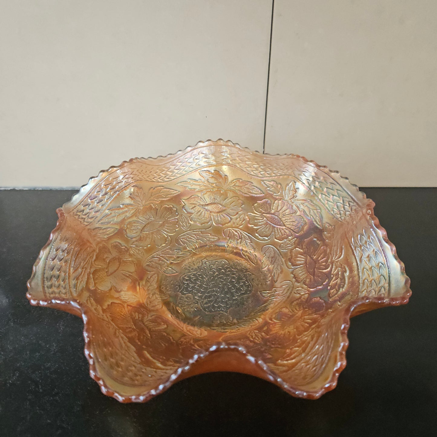 Large Antique Carnival Glass Bowl