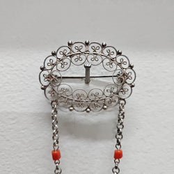 Silver Filigree And Bead Brooch | Antique & Vintage | Moonee Ponds Antiques | Australia Wide Delivery