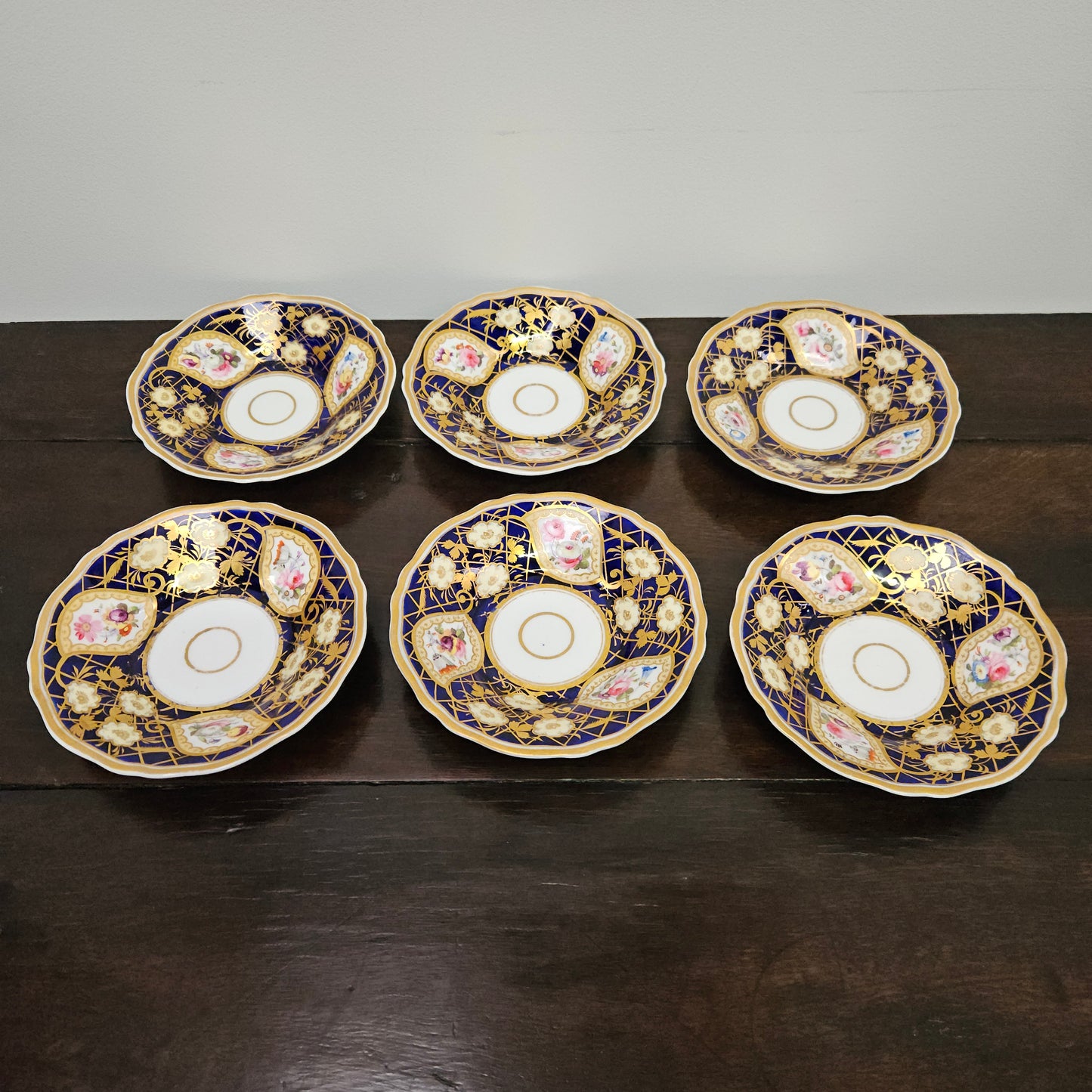 Ridgway Regency Period 6 Hand Painted & Gilded Cups & Saucers