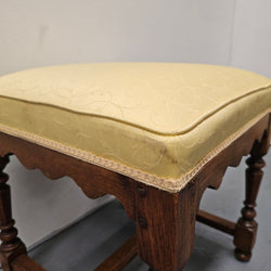 French Oak Footstool With Yellow Upholstery | Antique & Vintage | Moonee Ponds Antiques | Australia Wide Delivery