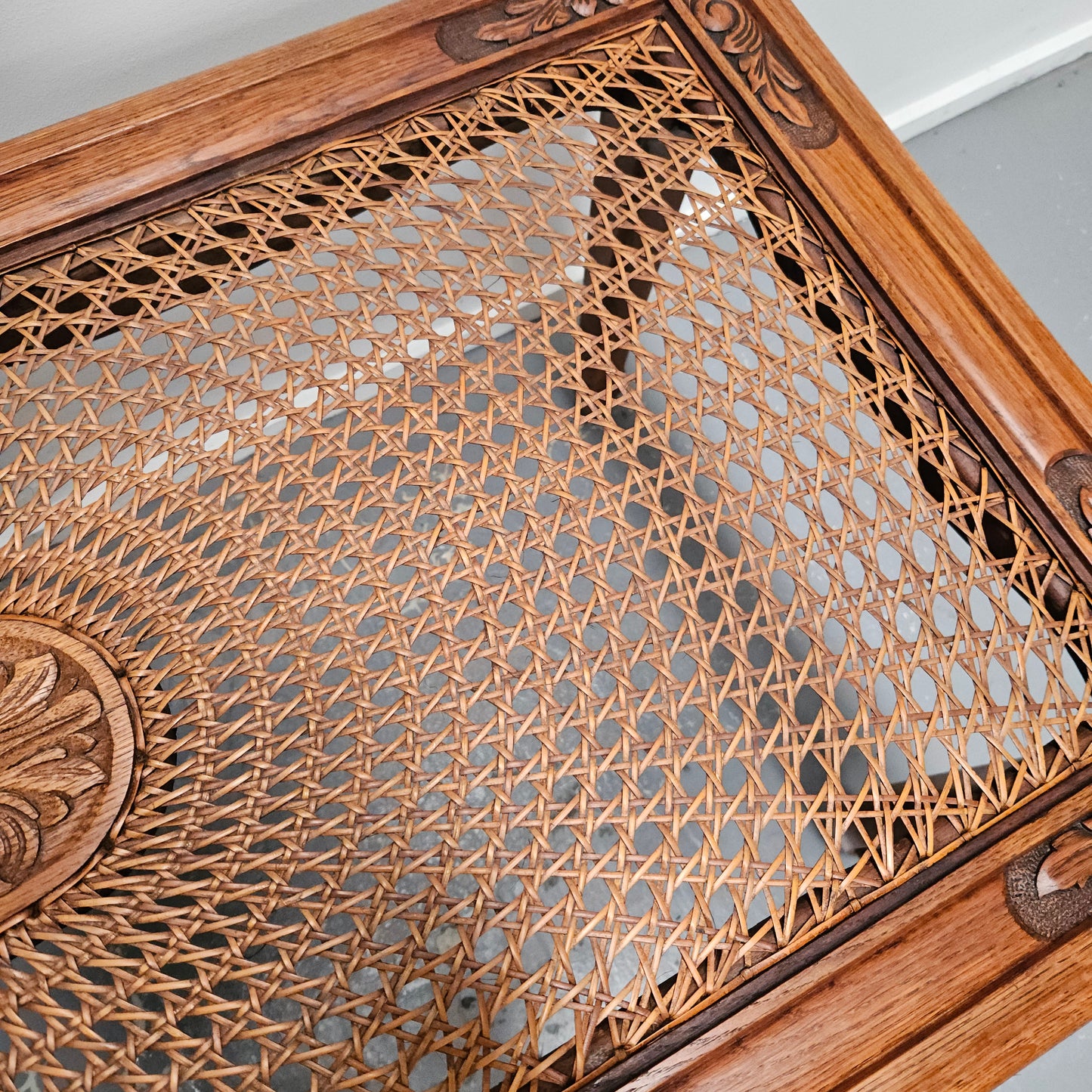 French Oak Cane Insert Coffee Table