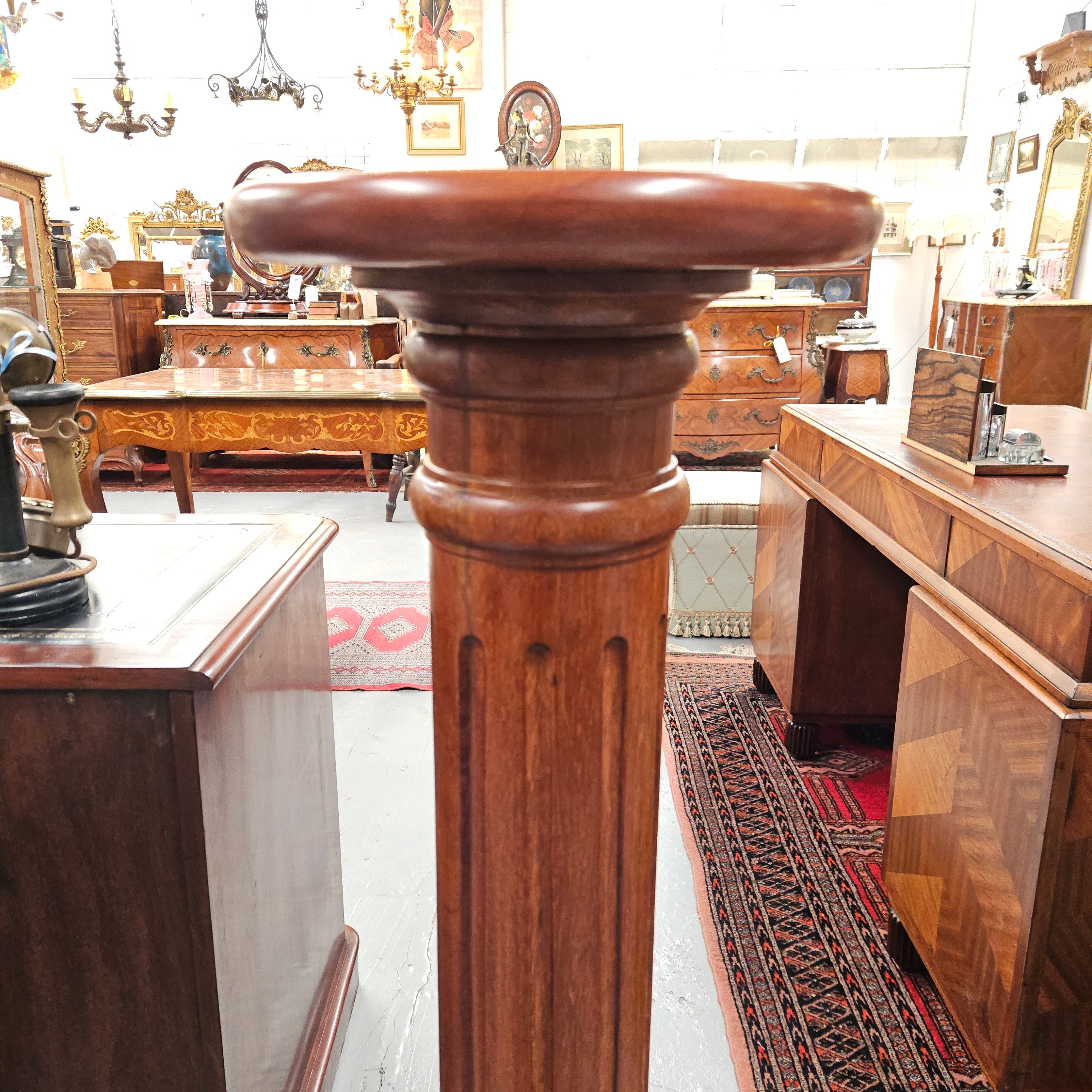 Fluted Mahogany Solid Pedestal | Antique & Vintage | Moonee Ponds Antiques | Australia Wide Delivery