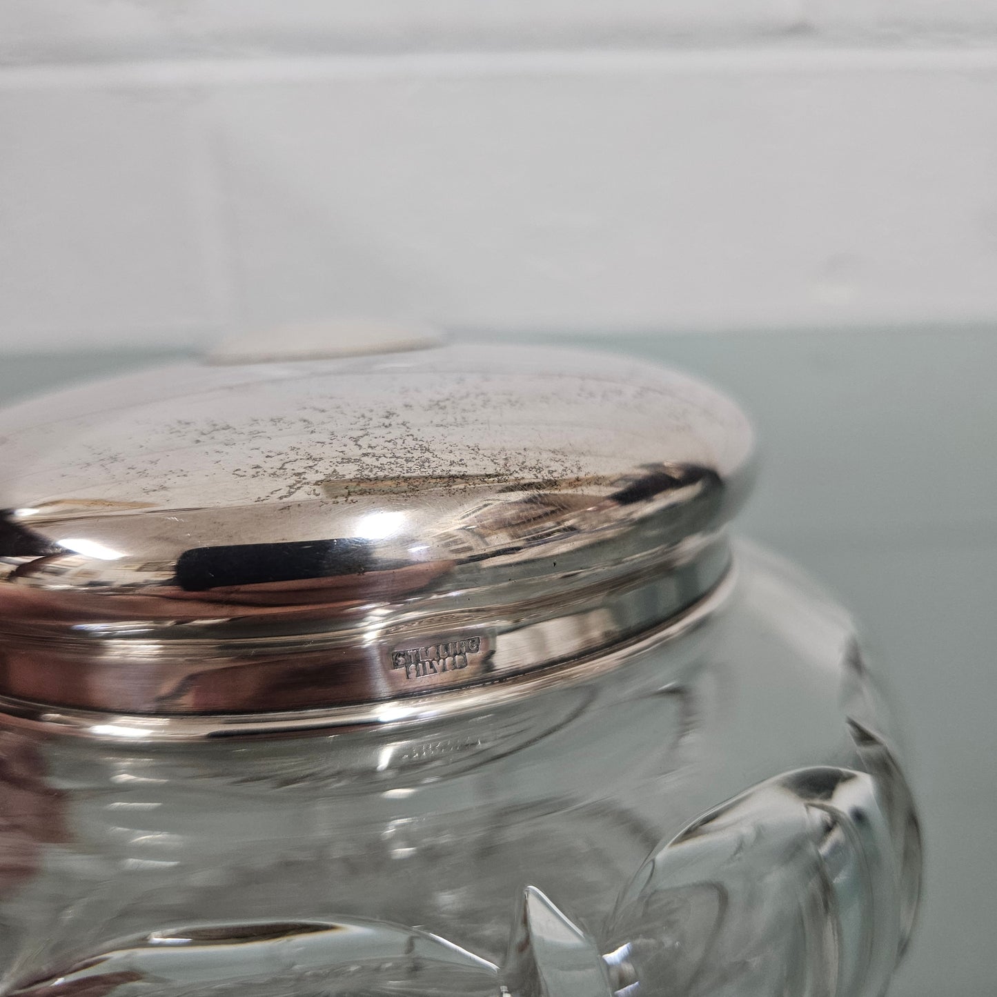 Antique Cut Glass & Sterling Silver Lid Bowl