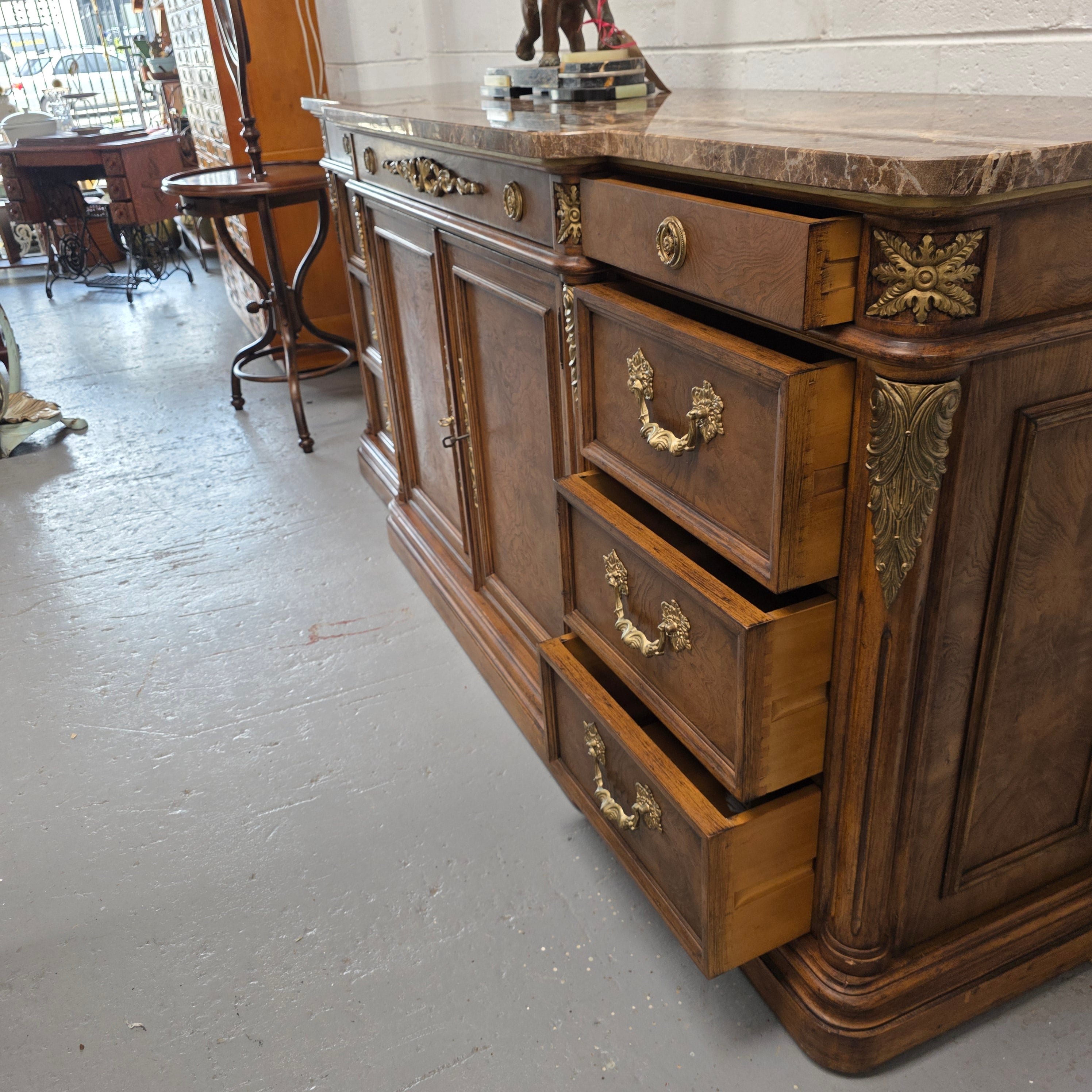 Vintage High Quality Antique Style Elm Sideboard with Stunning Marble Top | Antique & Vintage | Moonee Ponds Antiques | Australia Wide Delivery