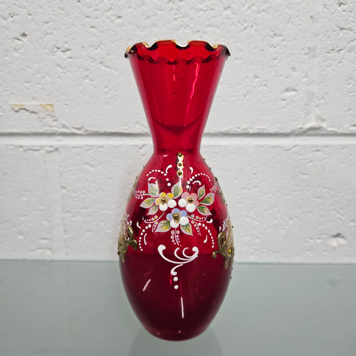 Ruby and Enamel Glass Vase