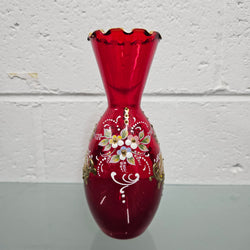 Ruby and Enamel Glass Vase | Antique & Vintage | Moonee Ponds Antiques | Australia Wide Delivery