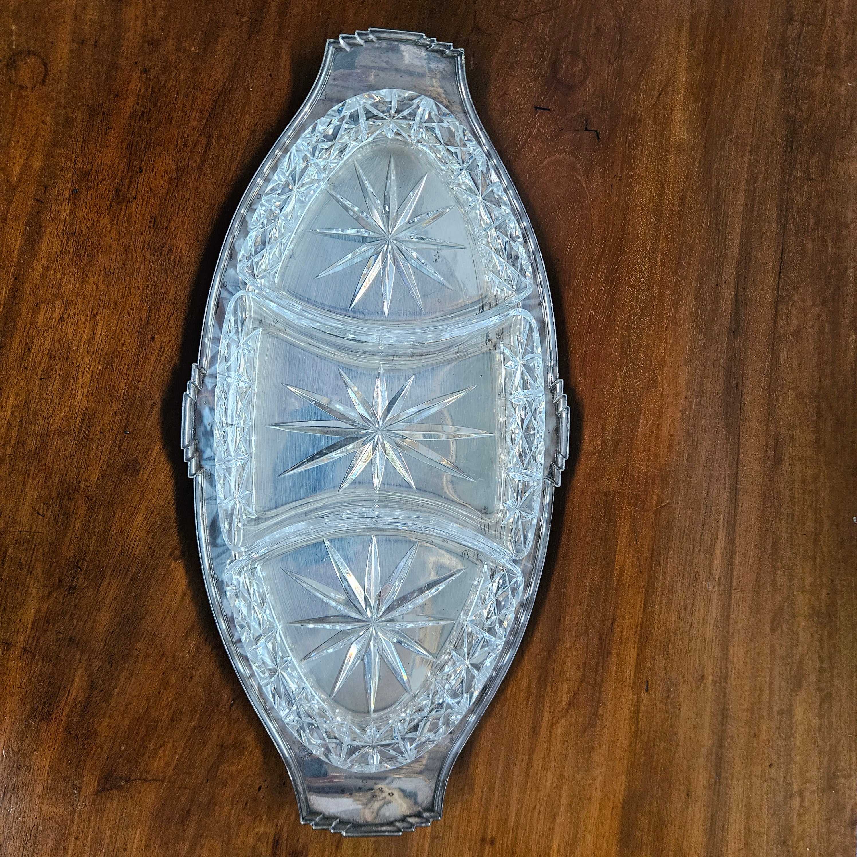 Hardy Brothers EPNS Silver Tray & Cut Crystal Dividers | Antique & Vintage | Moonee Ponds Antiques | Australia Wide
