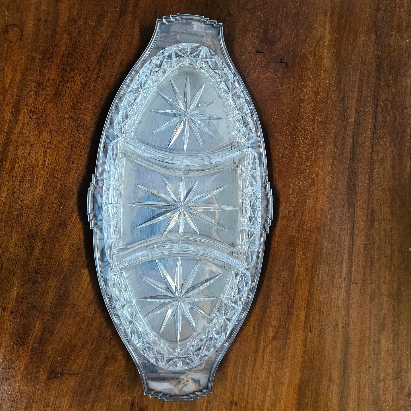 Hardy Brothers EPNS Silver Tray & Cut Crystal Dividers