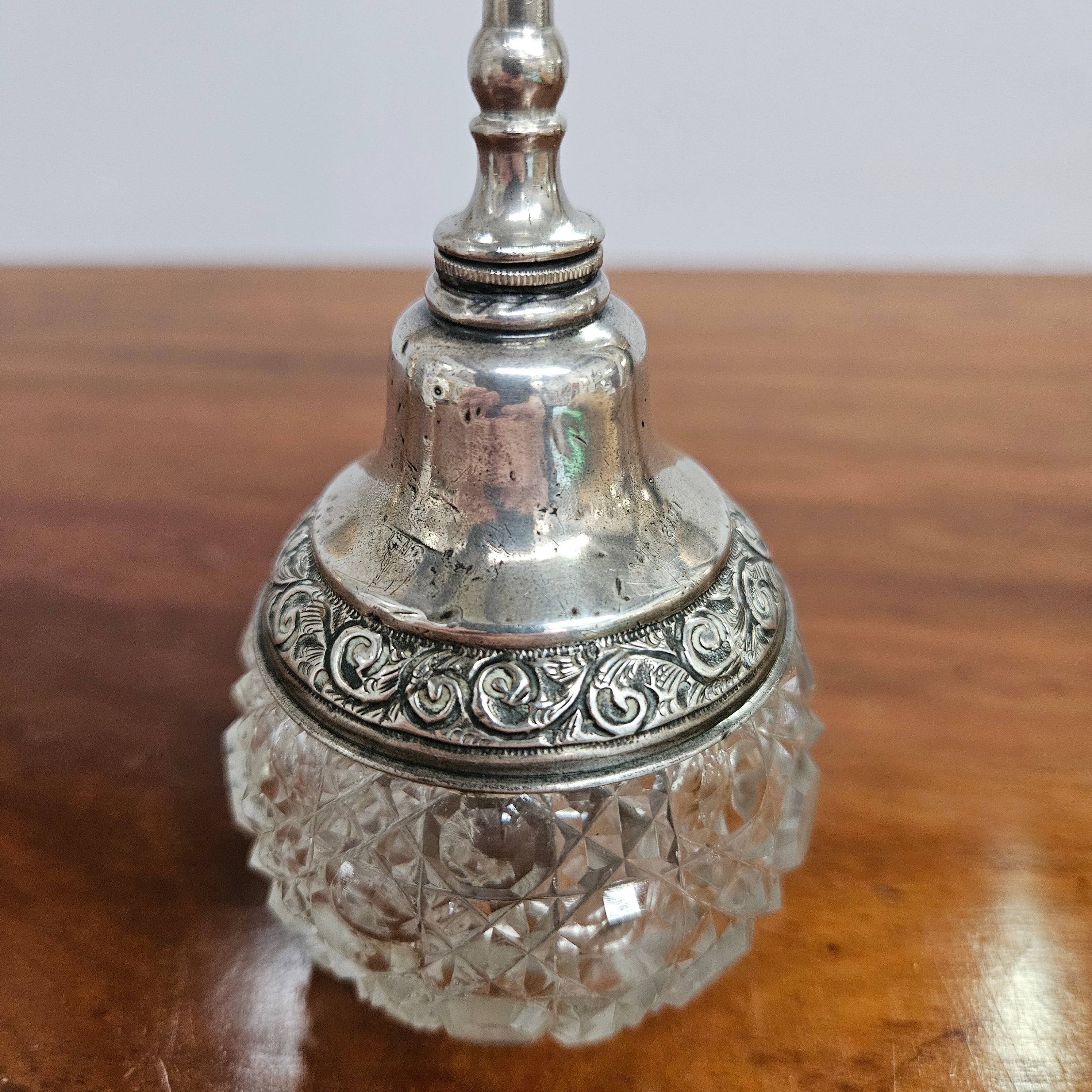 Victorian Sterling Silver & Hobnail Glass Pump Perfume Bottle | Antique & Vintage | Moonee Ponds Antiques | Australia Wide