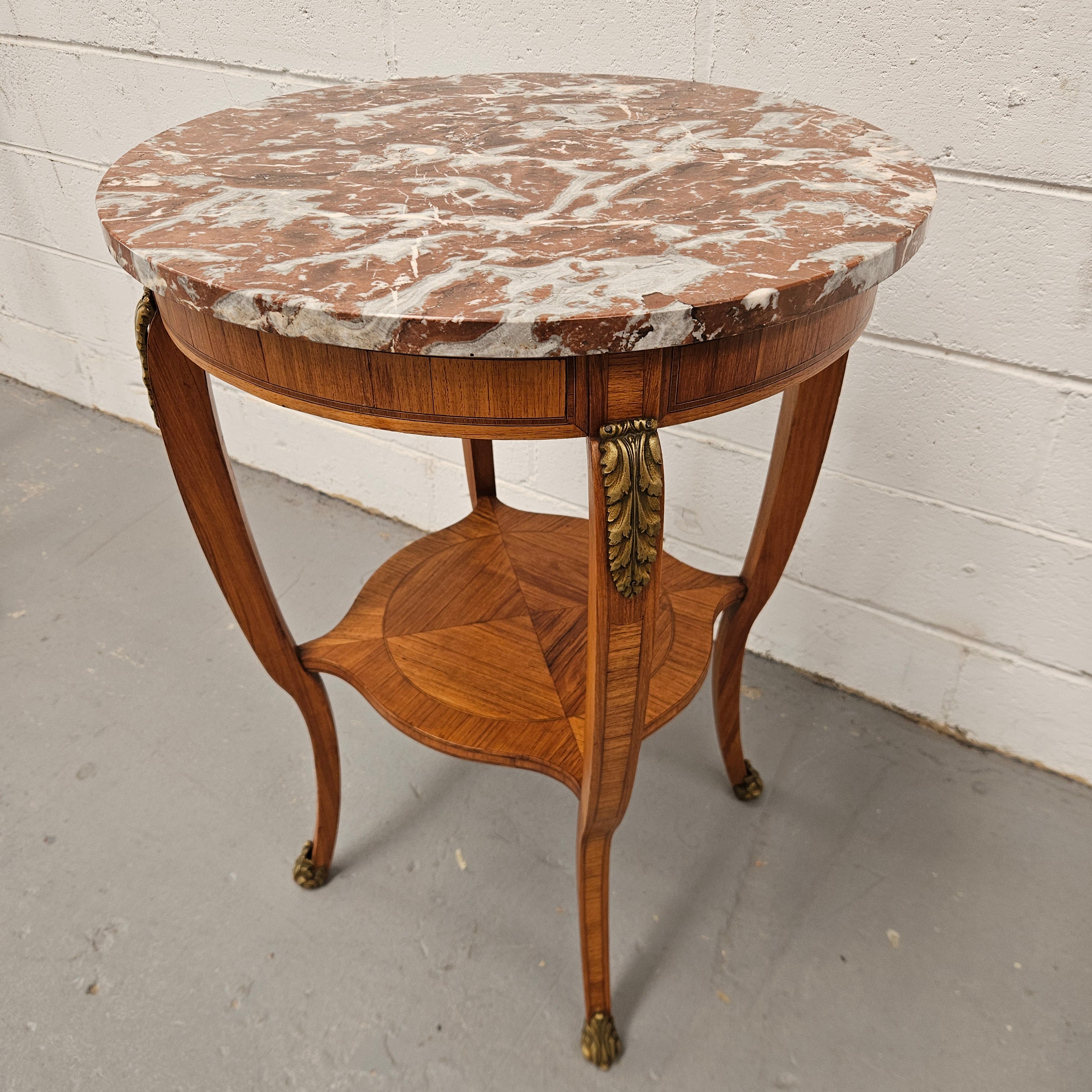 French Walnut Marble Top Circular Table | Antique & Vintage | Moonee Ponds Antiques | Australia Wide Delivery