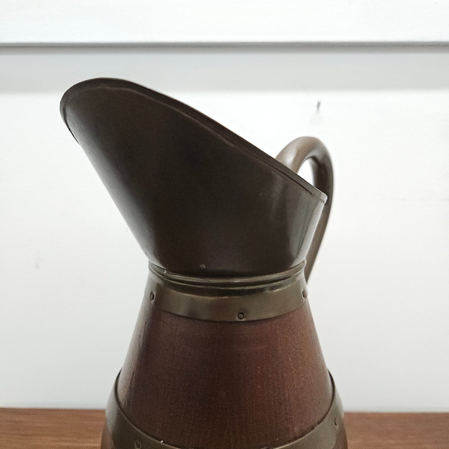 Antique Miniature Copper & French Oak Pitcher