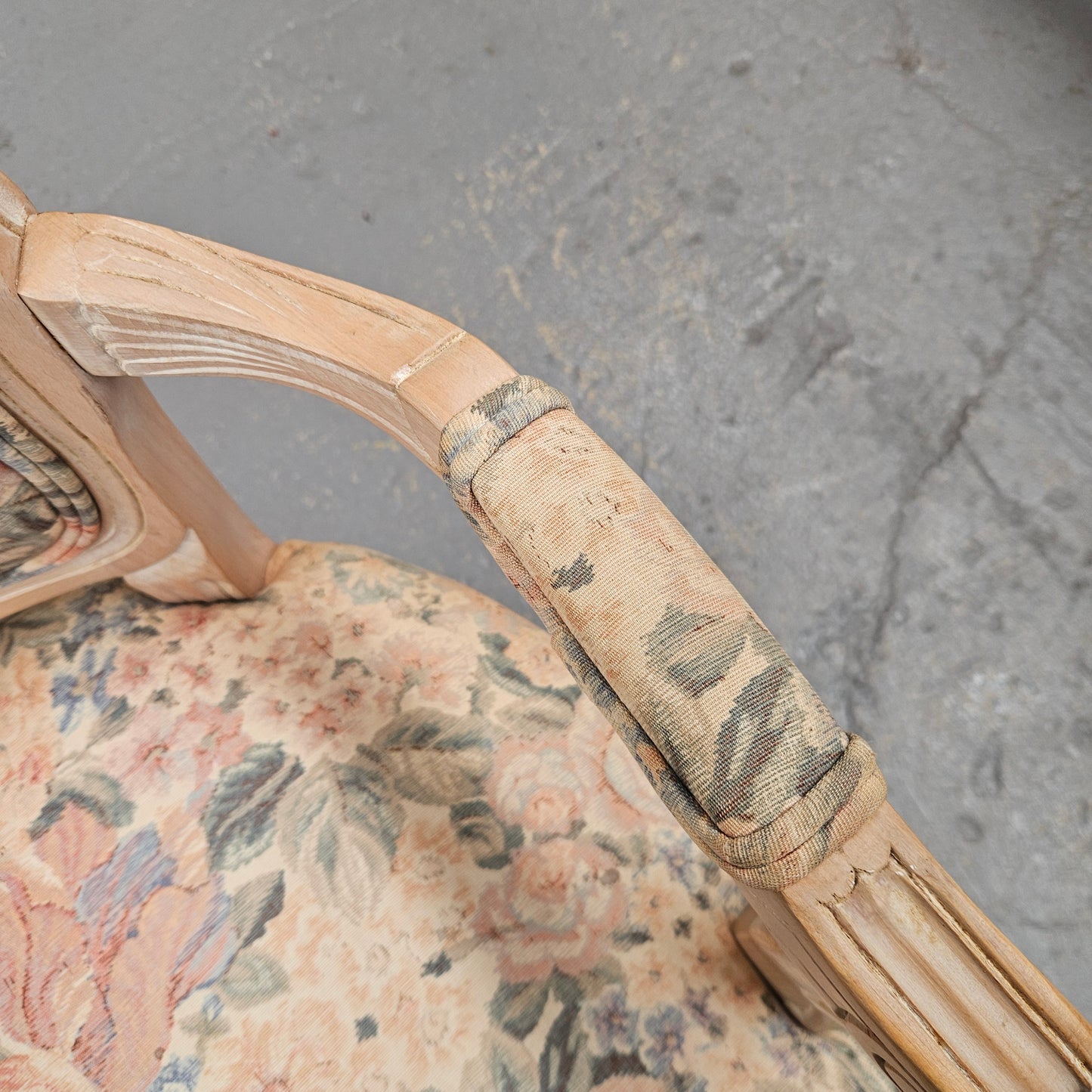 Vintage Whitewash Provincial Style Armchair