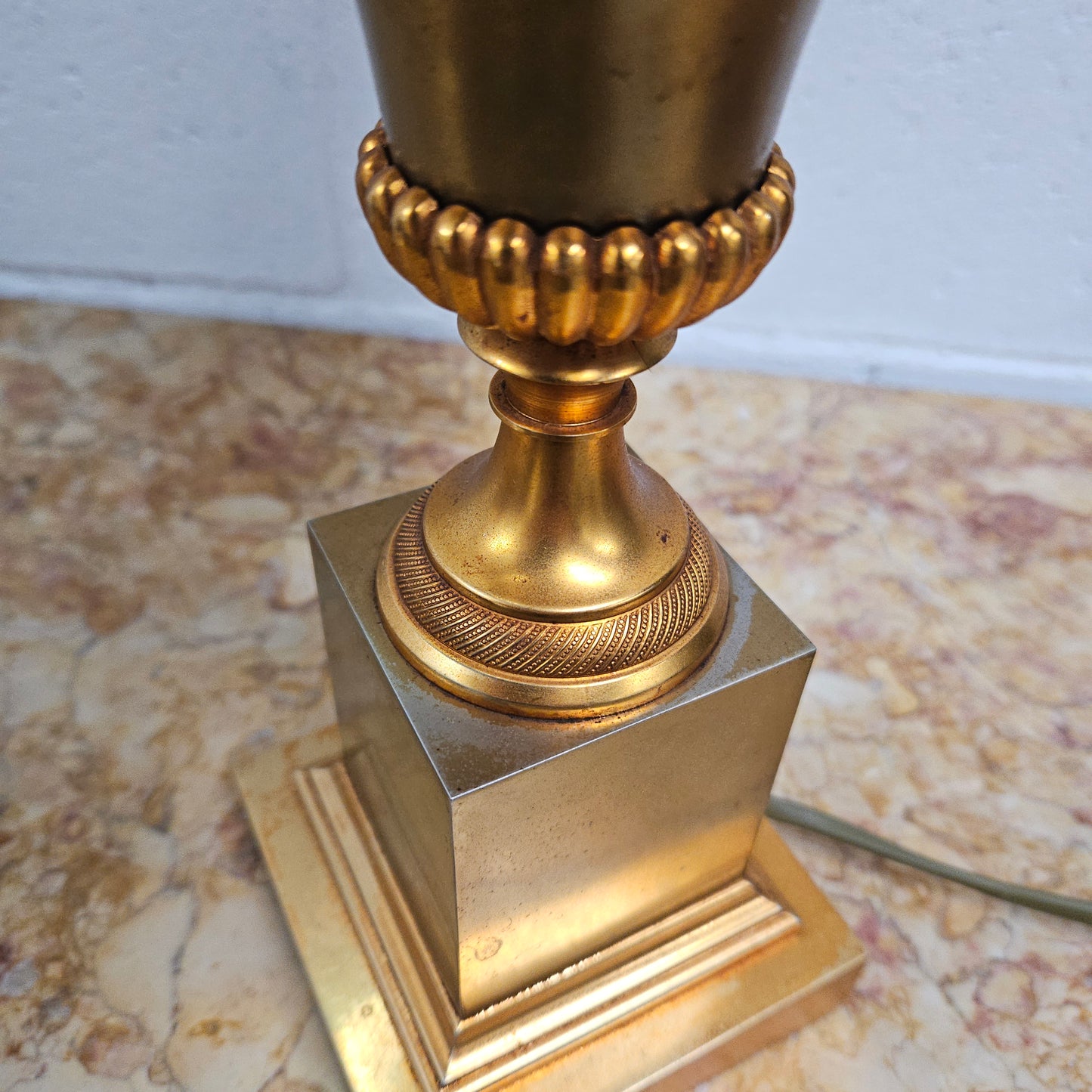 Vintage Designer Gilt Brass Table Lamp By Maison Charles for Boulanger