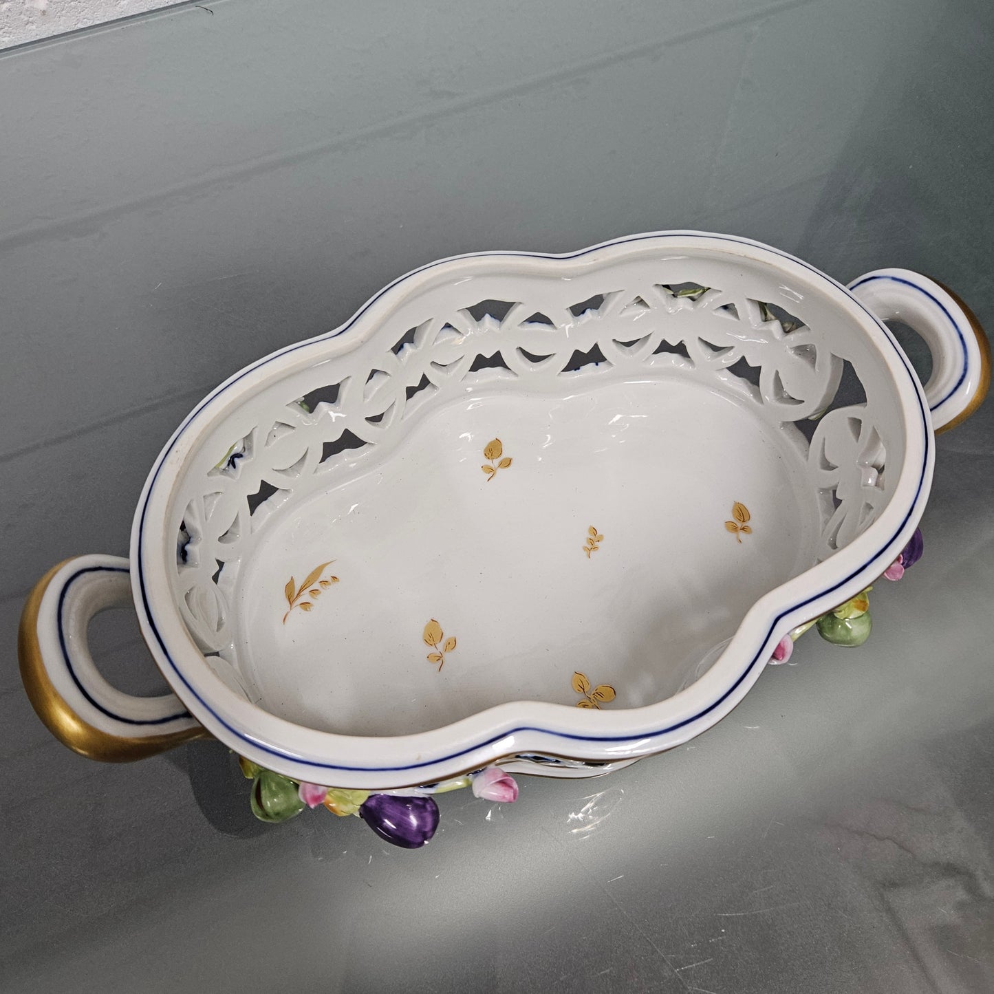 Vintage Servre Style Potpourri Holder With Fruit & Insects