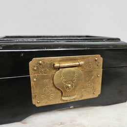 Chinese Lacquer & Brass Trinket Box