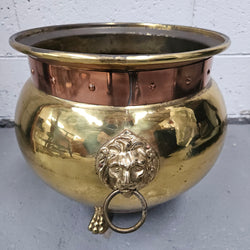 French Brass and Copper Lion Head Jardinière | Antique & Vintage | Moonee Ponds Antiques | Australia Wide Delivery
