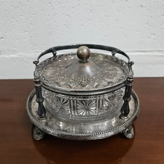 Victorian Walker & Hall Silver & Glass Insert Butter Dish