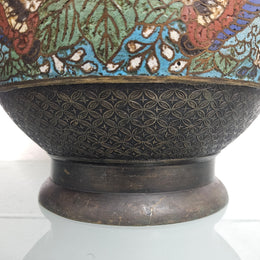 Antique Chinese Bronze & Cloisonne Planter