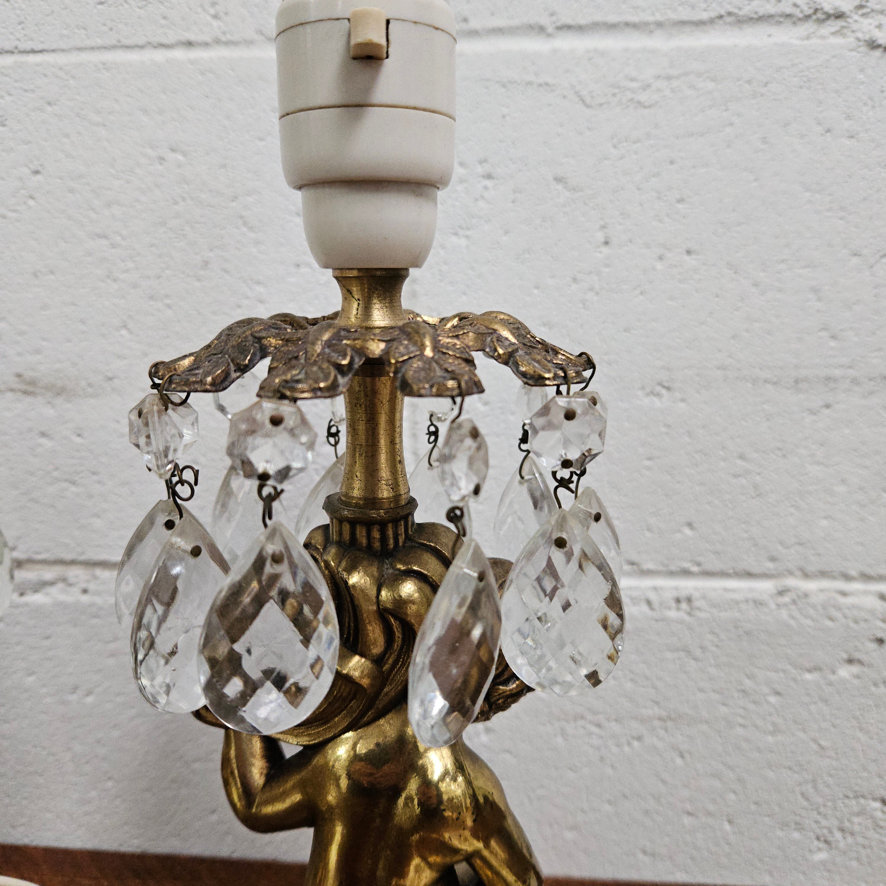 Pair of Vintage Gilt Cherub Lamps