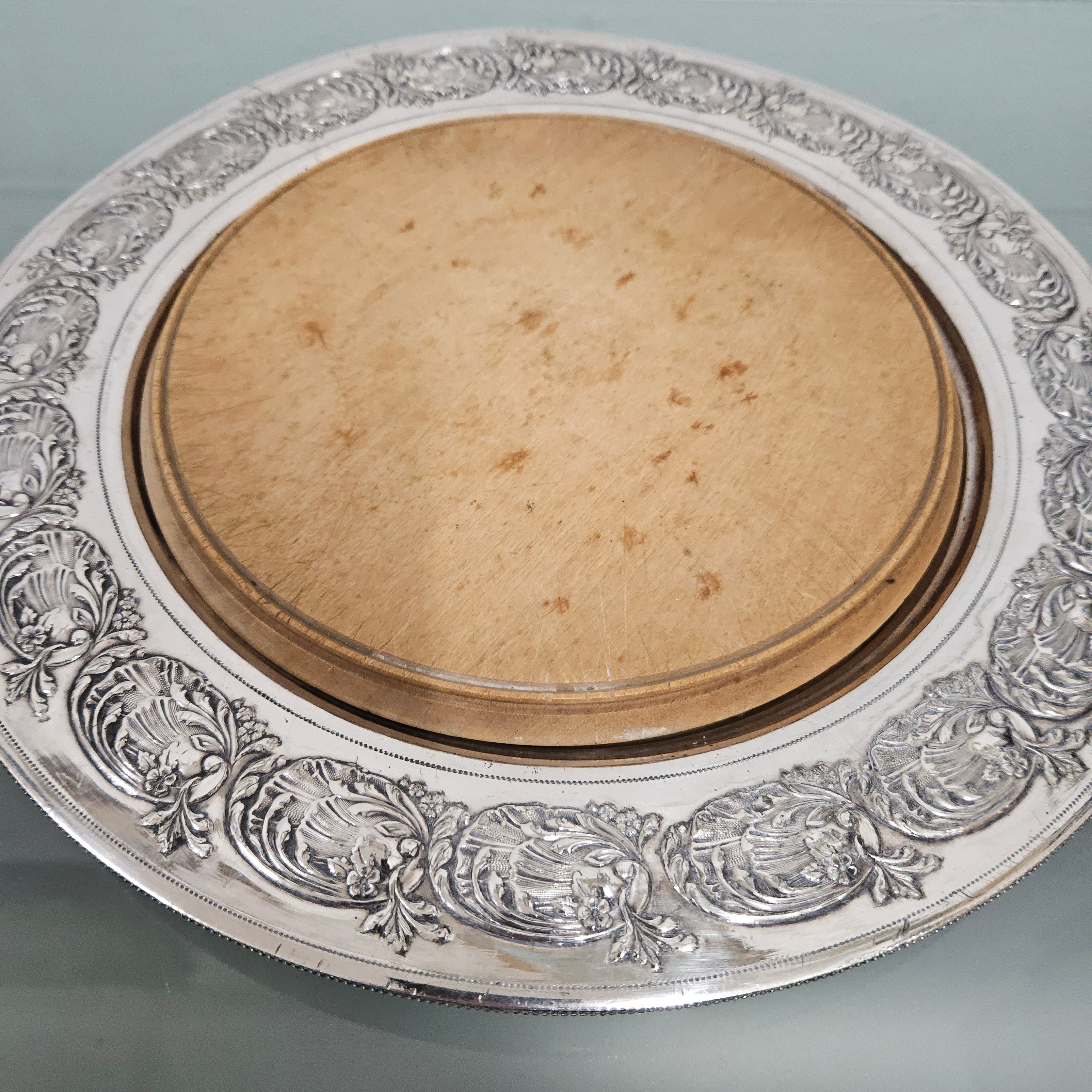 Edwardian Silver and Wooden Bread Cutting Board | Antique & Vintage | Moonee Ponds Antiques | Australia Wide Delivery