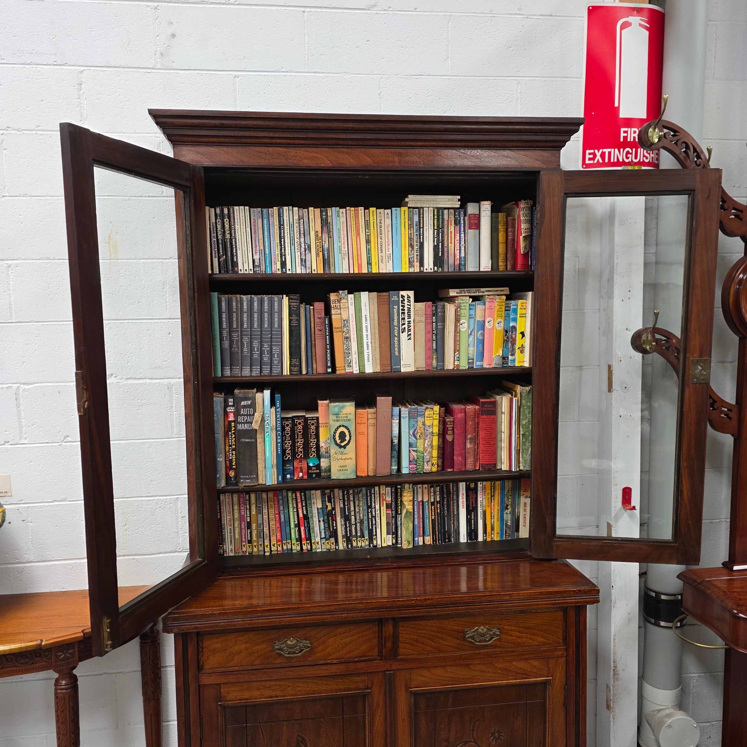 Compact Edwardian Walnut Bookcase, | Antique & Vintage | Moonee Ponds Antiques | Australia Wide Delivery