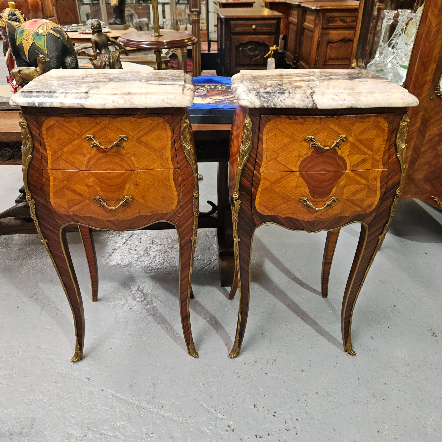 Louis XV Style Miniature Commode Marble Top Bedsides