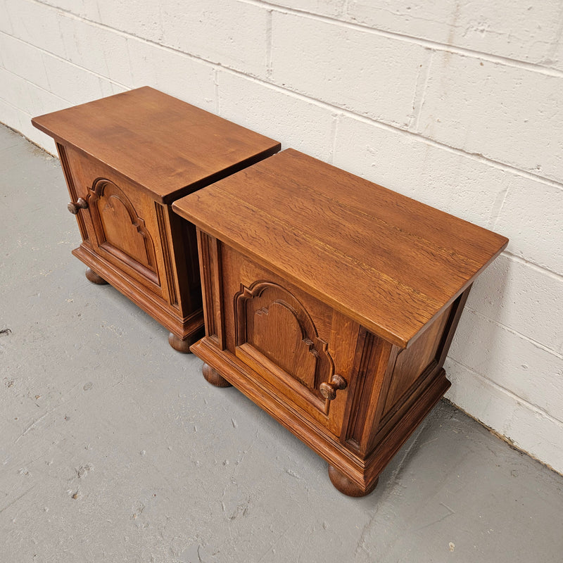 Pair of French Oak Gothic Style Bedsides