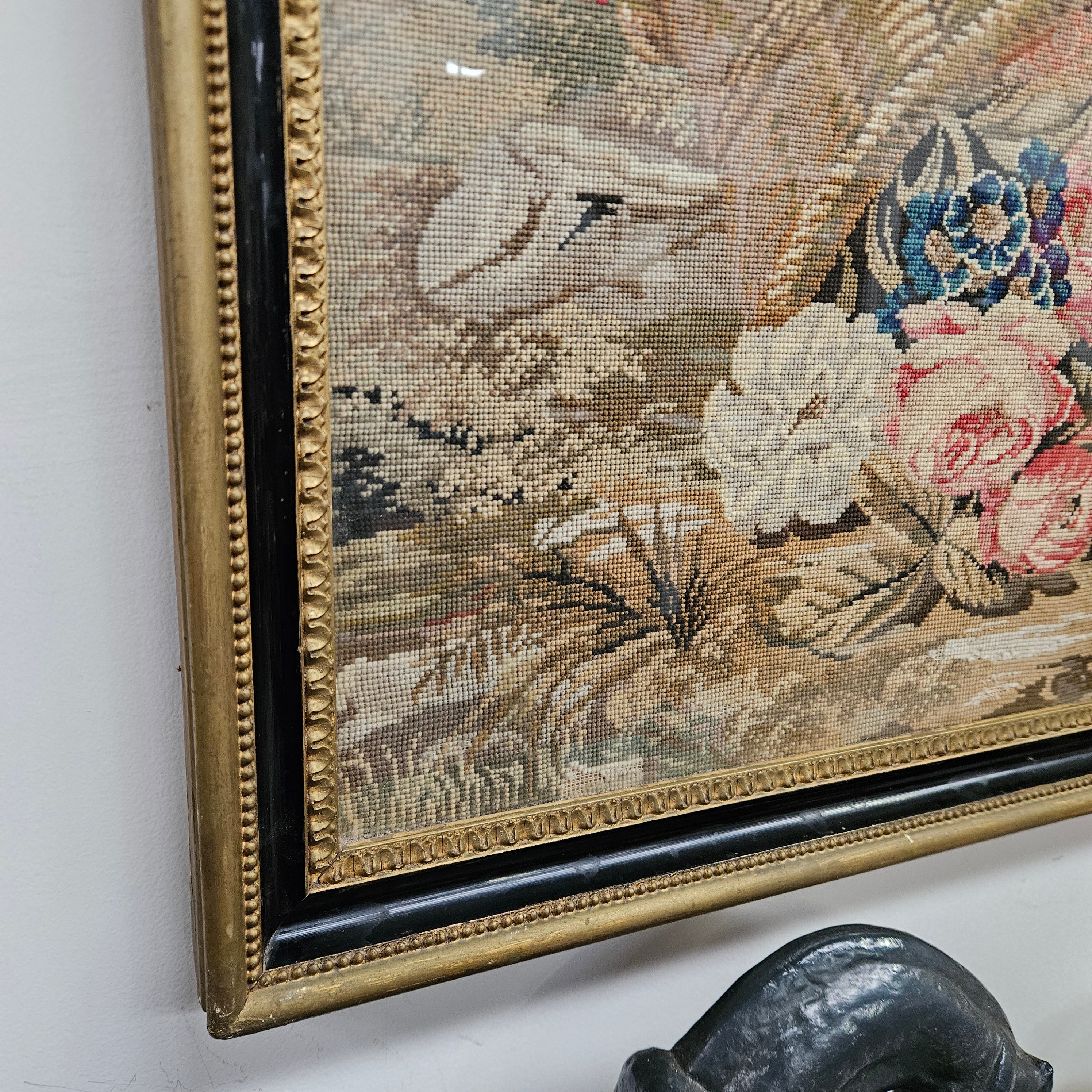 Victorian Tapestry in Glass and Gilt Wooden Frame | Antique & Vintage | Moonee Ponds Antiques | Australia Wide