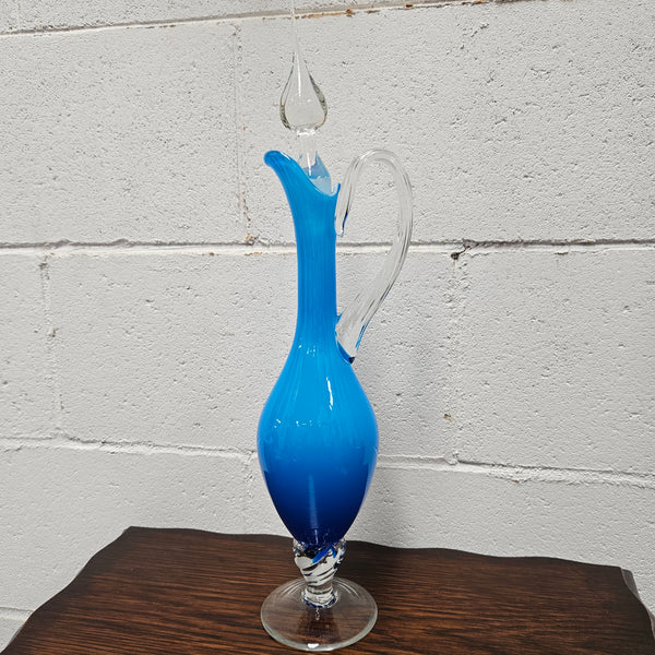 Stunning vintage retro Italian blue and clear art glass genie bottle decanter, it is in great original condition.