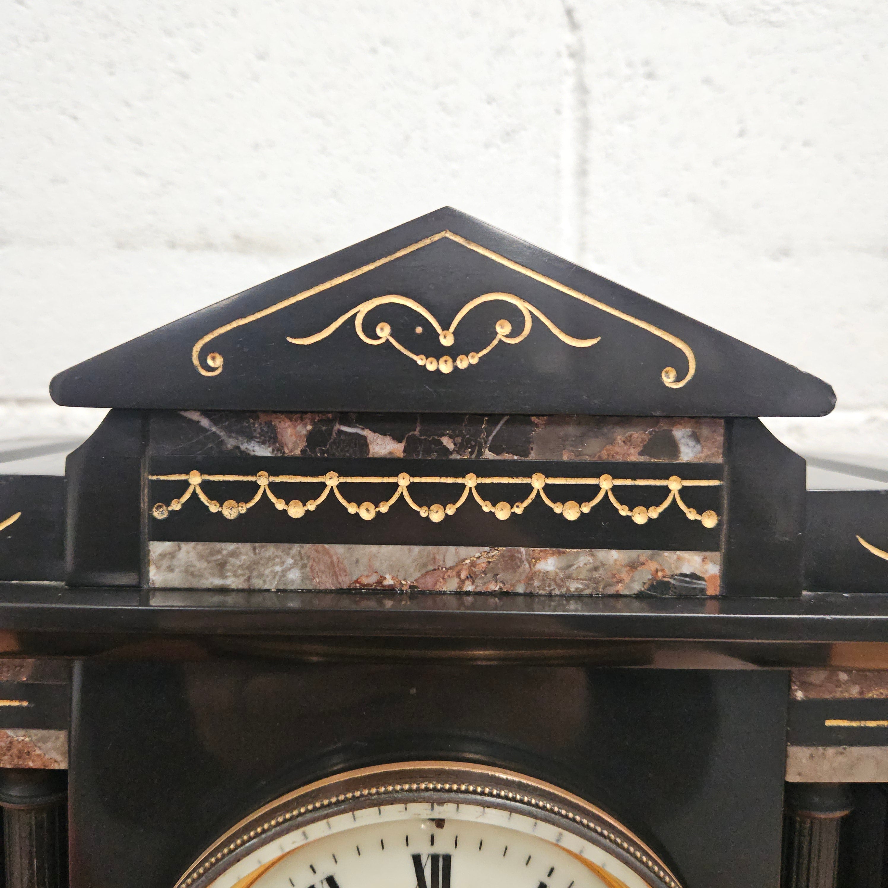 Stunning Kilpatrick & Co Mantle Clock Inlaid Marble/Slate Case | Antique & Vintage | Moonee Ponds Antiques | Australia Wide Delivery