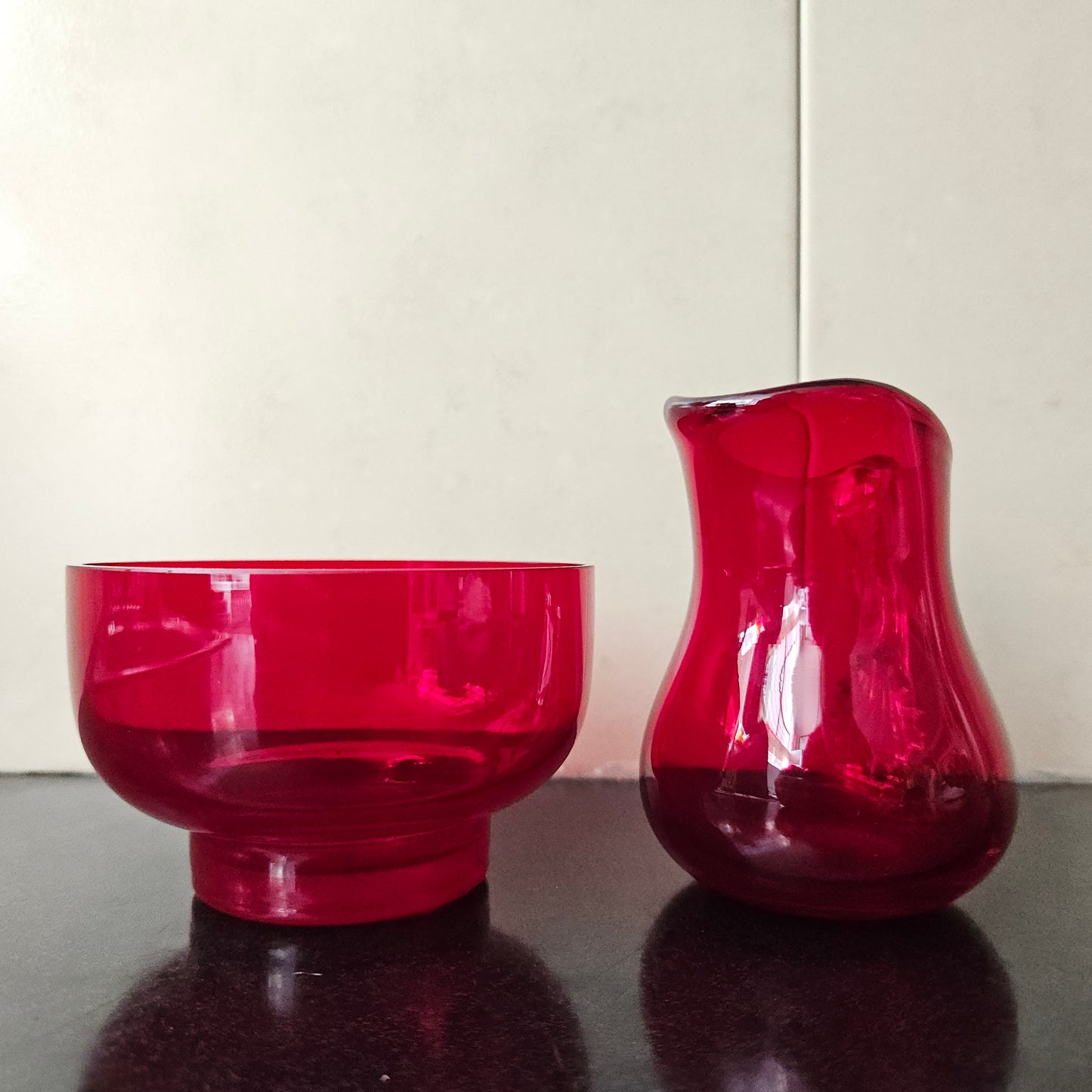 Ruby Glass Jug & Bowl