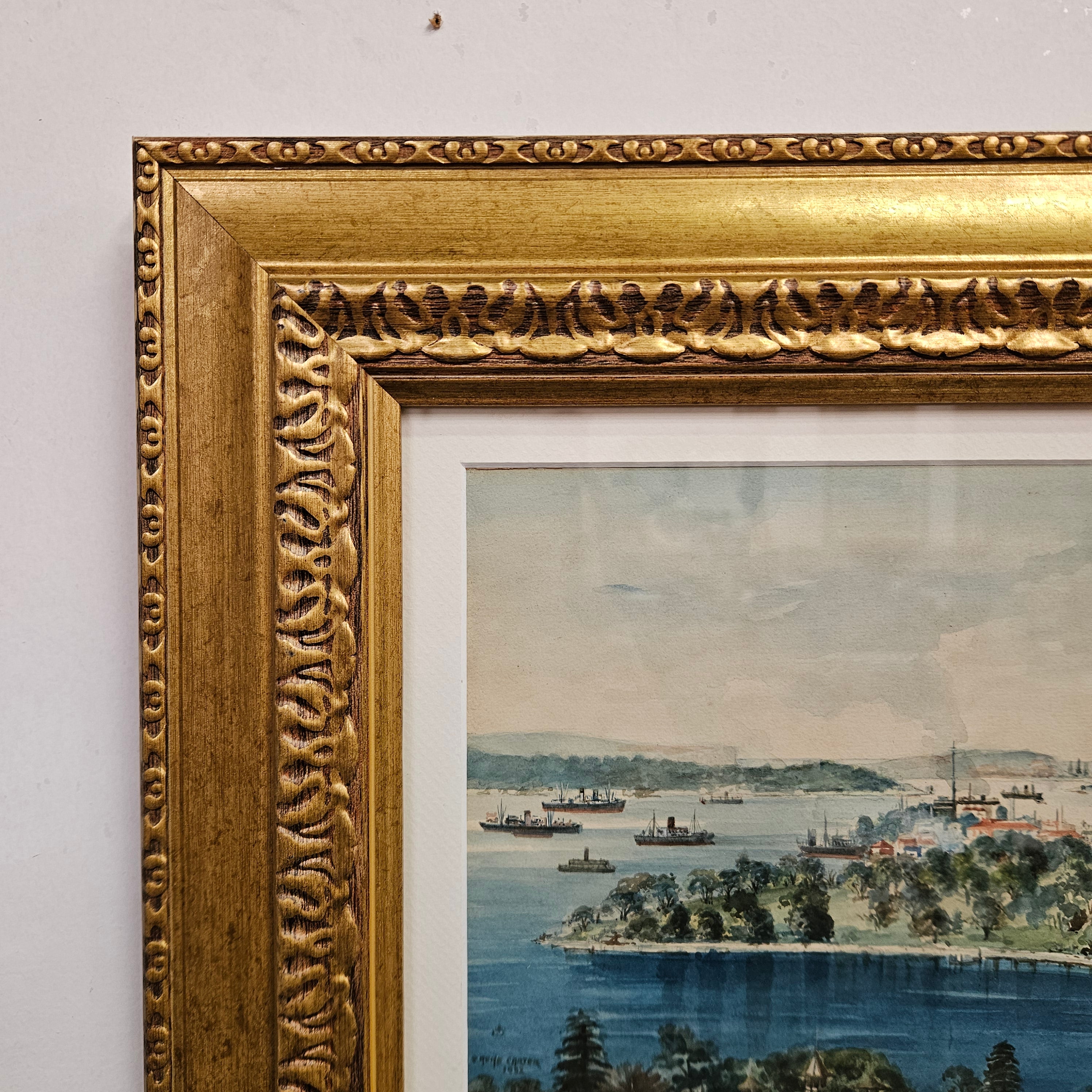 Signed Watercolour of Sydney Harbour 1932 | Antique & Vintage | Moonee Ponds Antiques | Australia Wide Delivery