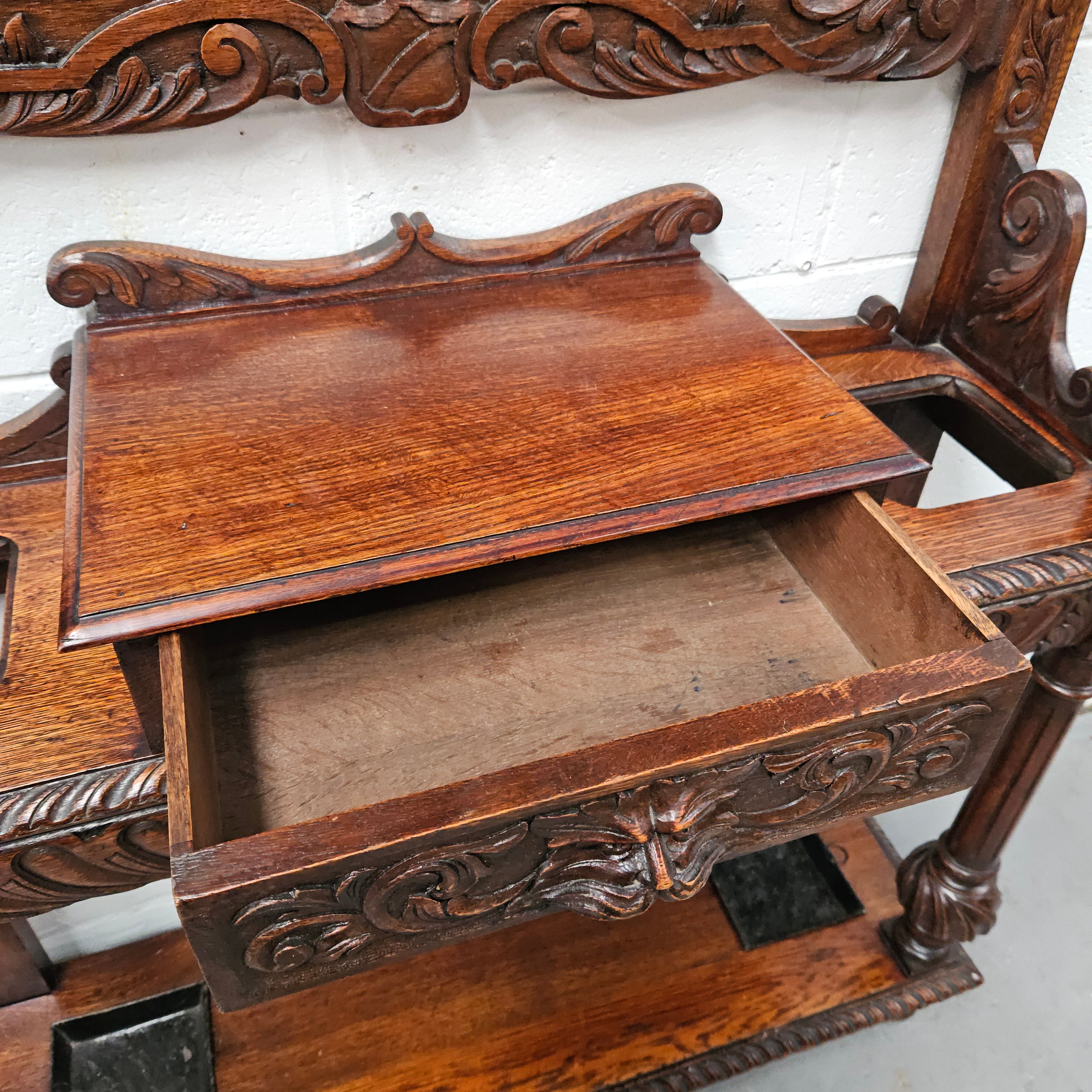 English Oak Gothic Style Hallstand | Antique & Vintage | Moonee Ponds Antiques | Australia Wide Delivery