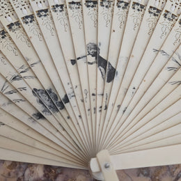 Art Deco Celluloid Fan Hand Painted