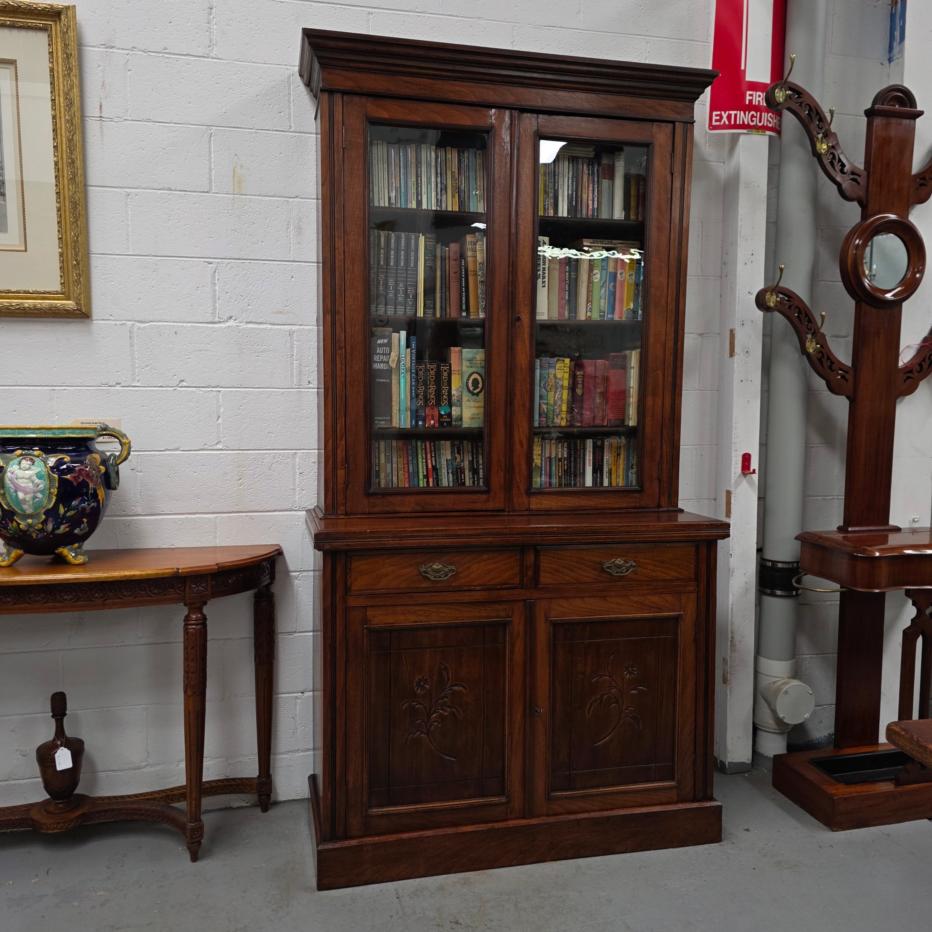 Compact Edwardian Walnut Bookcase, | Antique & Vintage | Moonee Ponds Antiques | Australia Wide Delivery