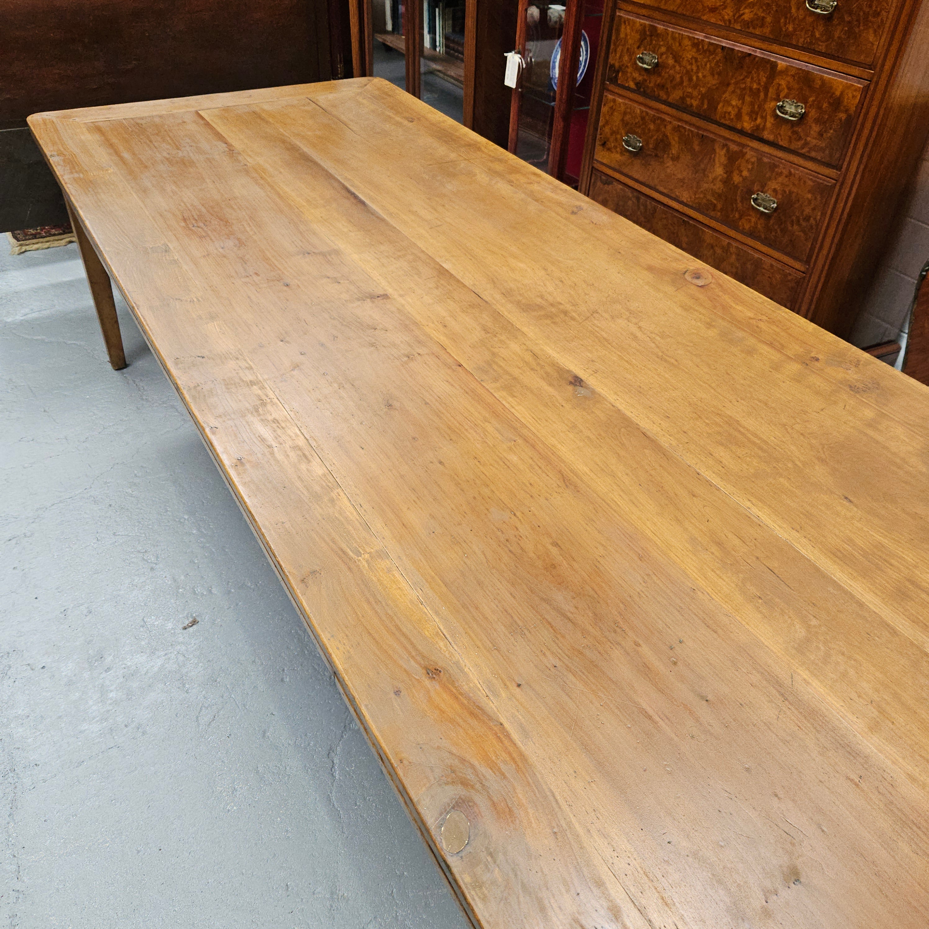Early 2.8 Meter Tasmanin Huon Pine Farmhouse Dining Table | Antique & Vintage | Moonee Ponds Antiques | Australia Wide Delivery