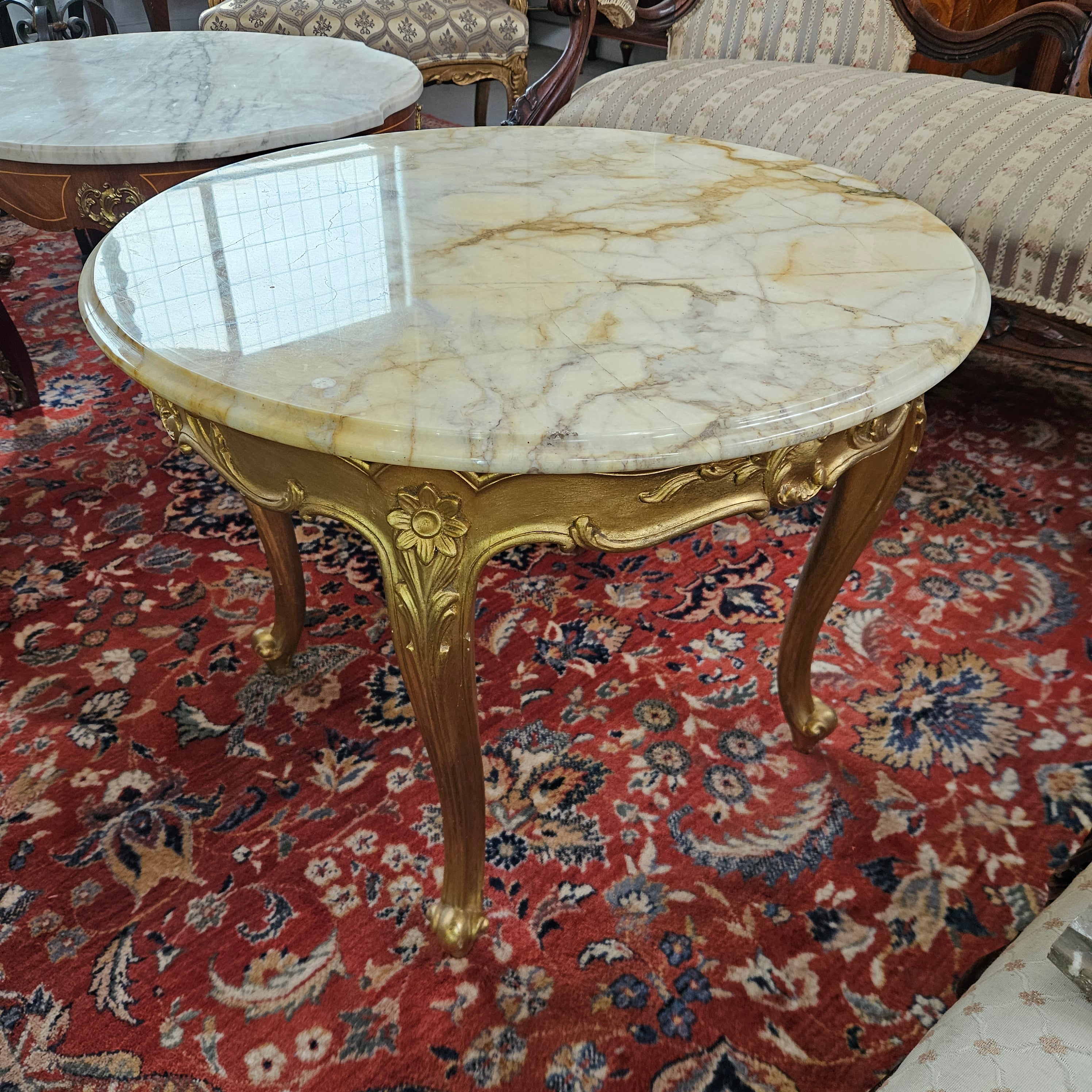 French Marble Top Round Coffee Table | Antique & Vintage | Moonee Ponds Antiques | Australia Wide