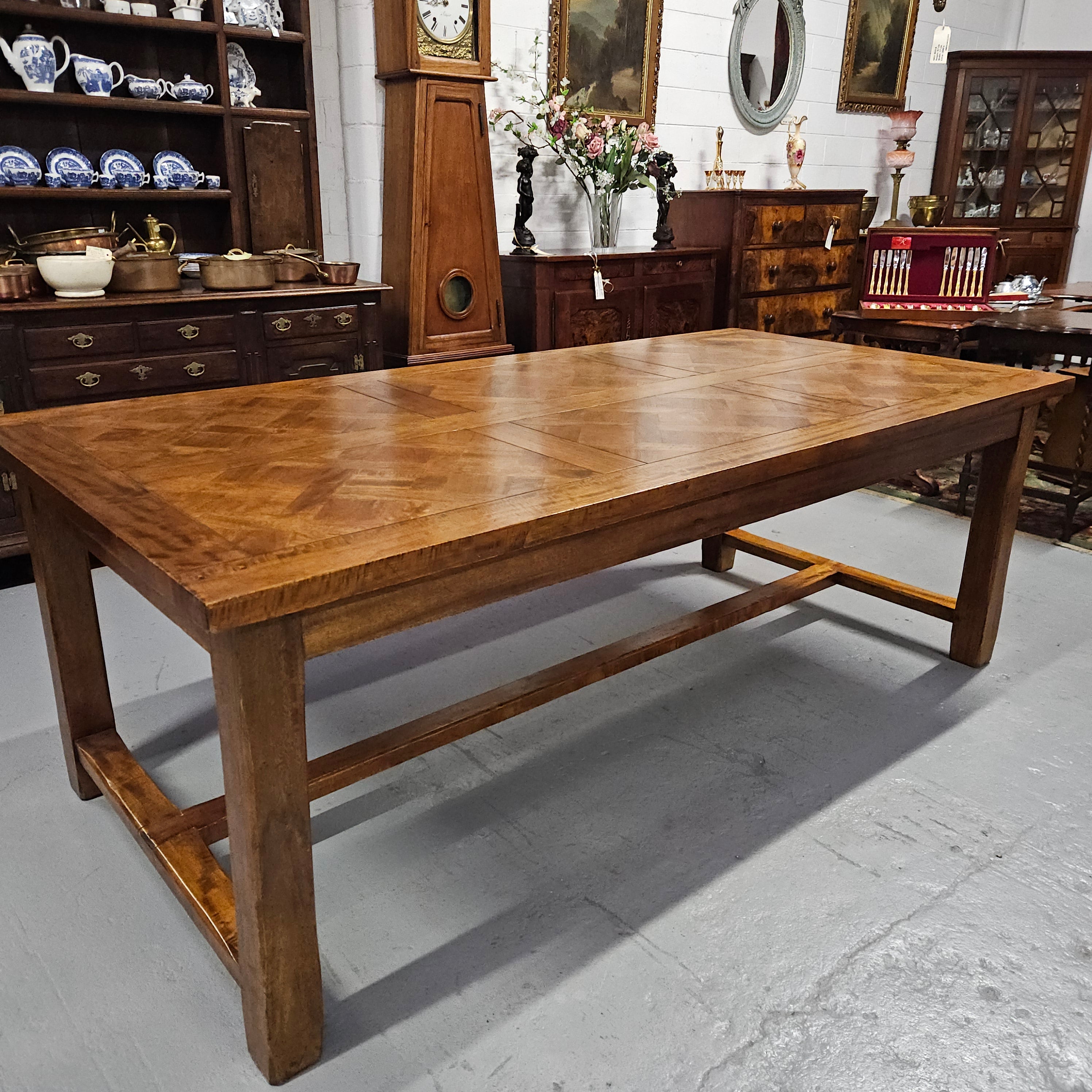 French Style Parquetry Top Fruit wood Farmhouse Extension Table | Antique & Vintage | Moonee Ponds Antiques | Australia Wide Delivery