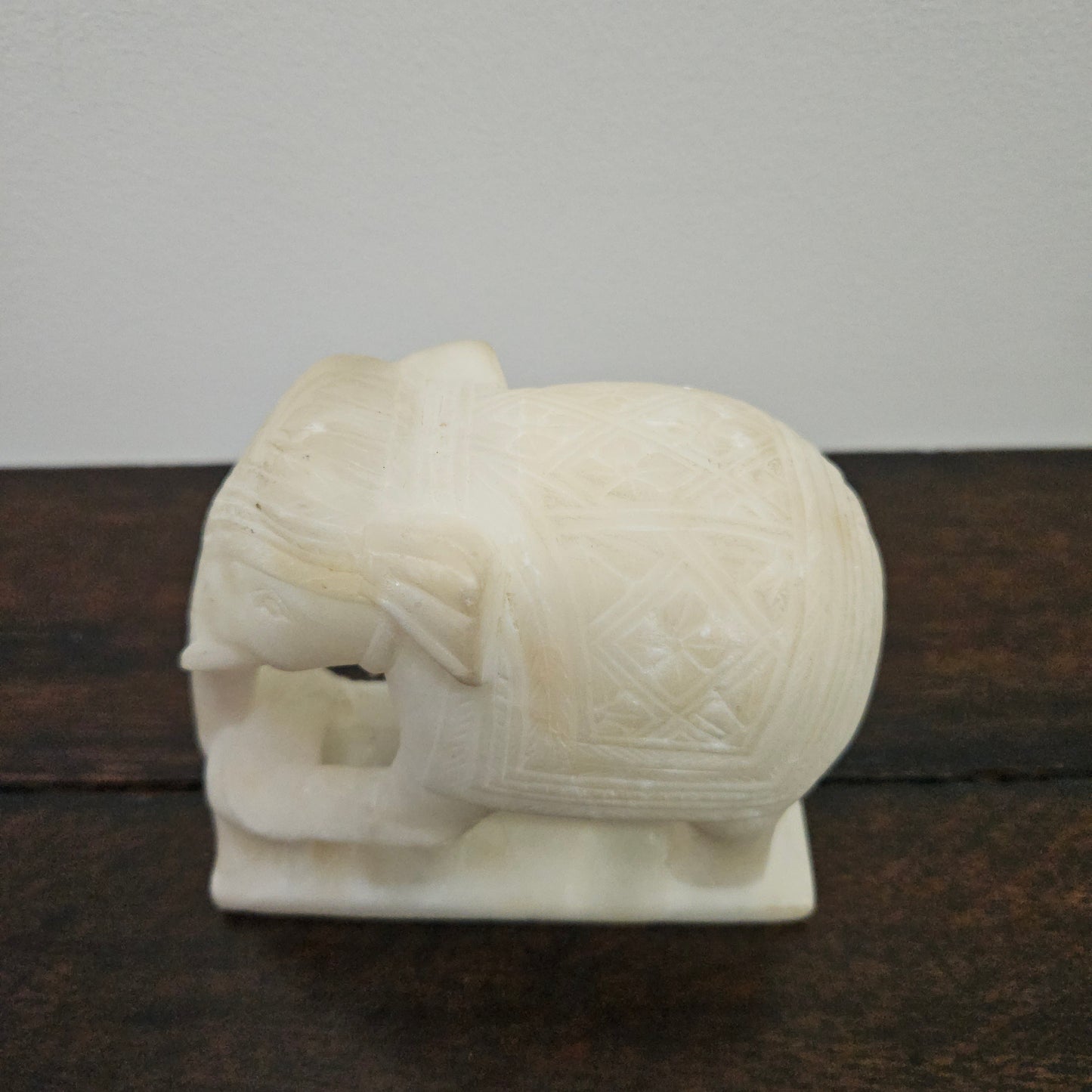 Vintage Hand Carved Indian Alabaster Elephant