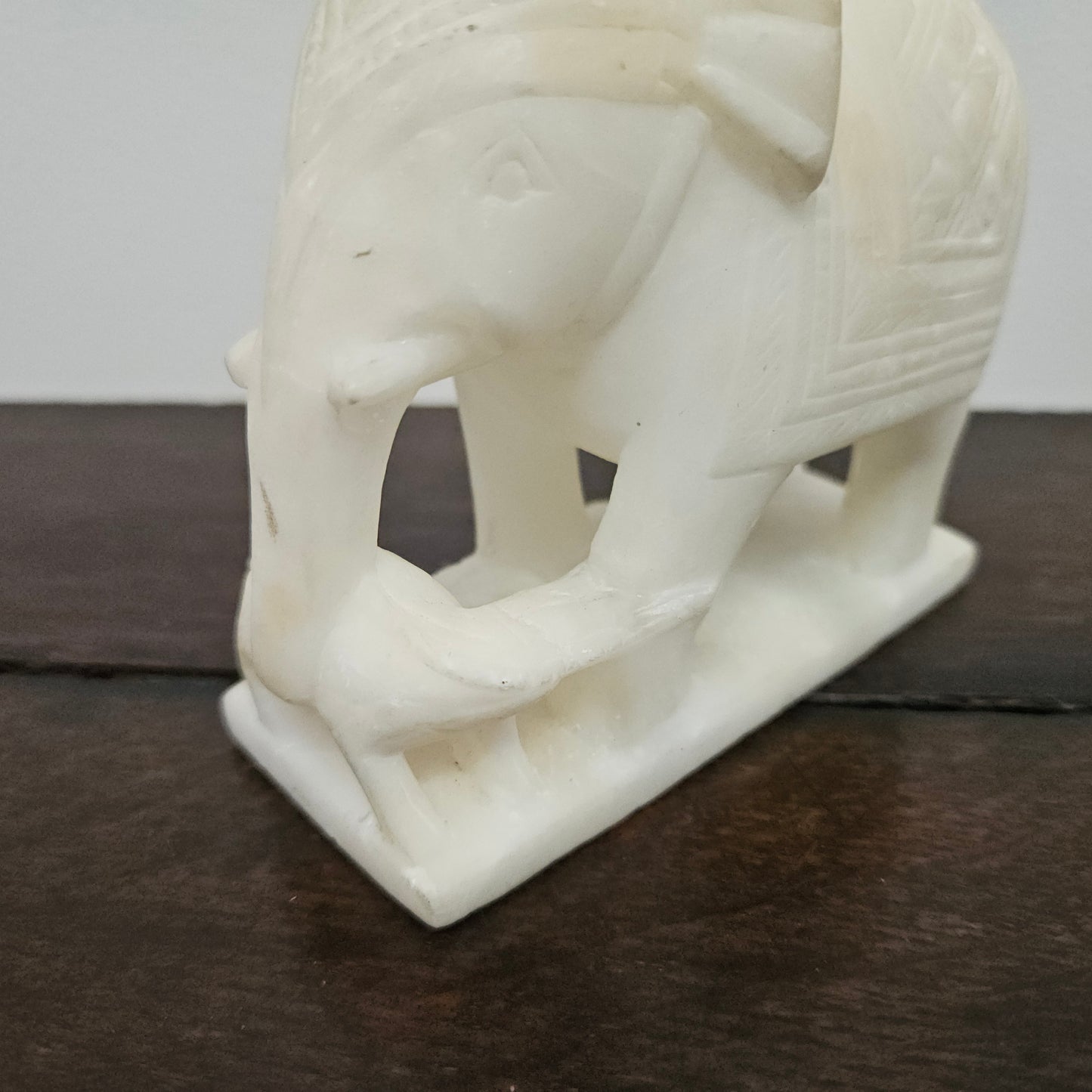 Vintage Hand Carved Indian Alabaster Elephant