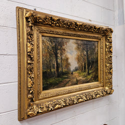 Oil on Canvas Forest Landscape in Ornate Gilt Frame | Antique & Vintage | Moonee Ponds Antiques | Australia Wide Delivery