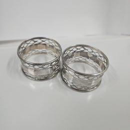 Pair Antique Sterling Silver Pierced Serviette Rings