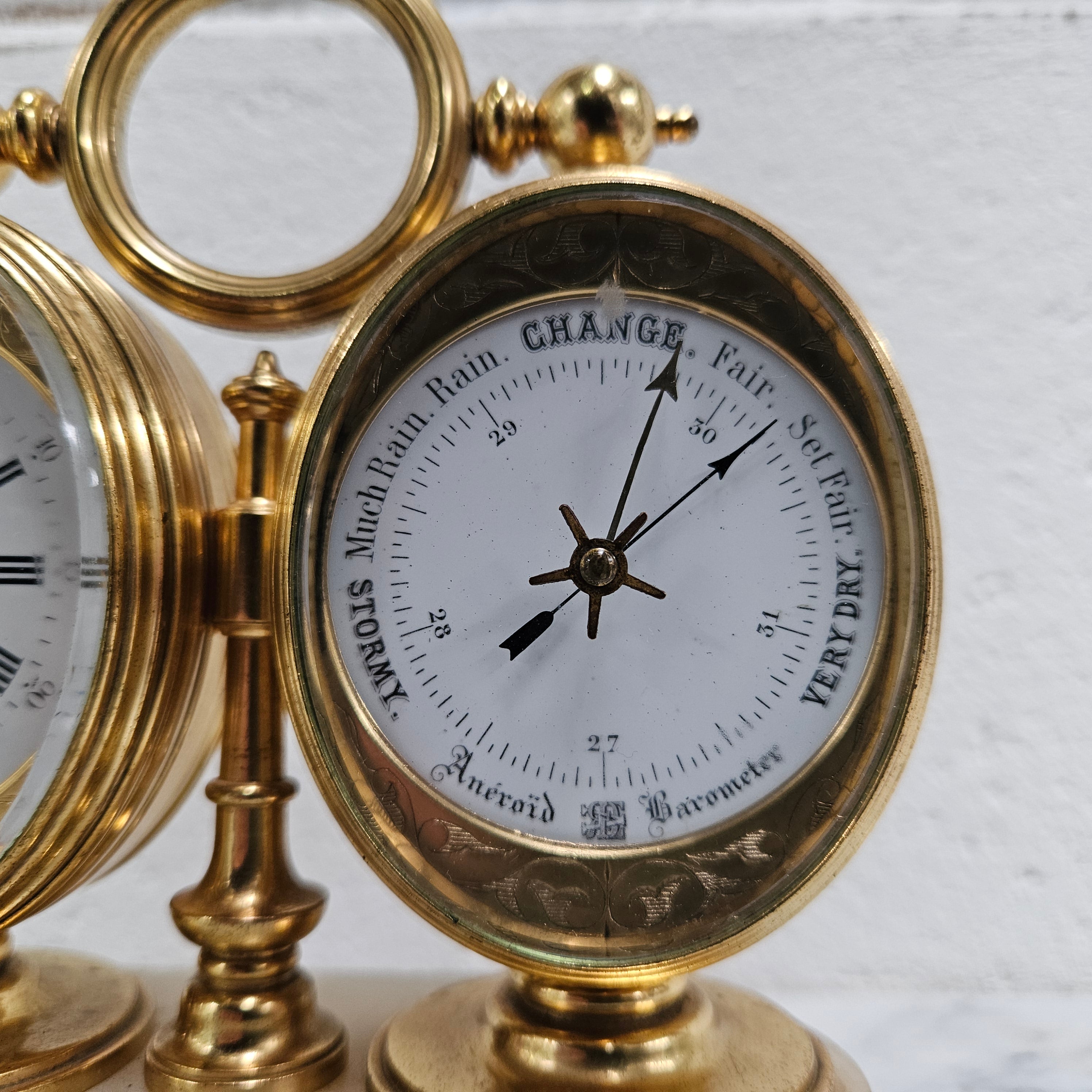 Late 19th Century Twin Oval Clock & Barometer by Antoine Redier Fully Serviced | Antique & Vintage | Moonee Ponds Antiques | Australia Wide