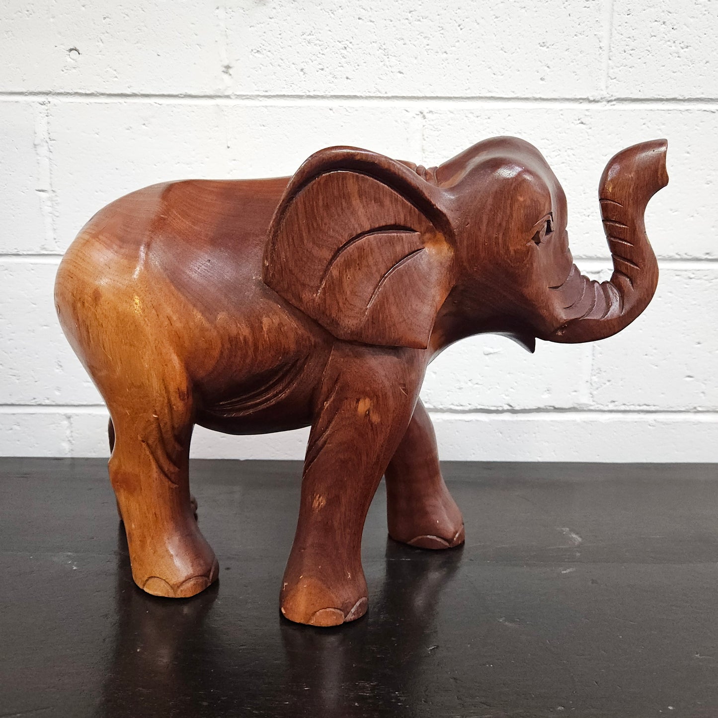 Vintage Carved Wooden Elephant Statue