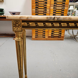 Louis XVI Style Gilt Console Table With Marble Top