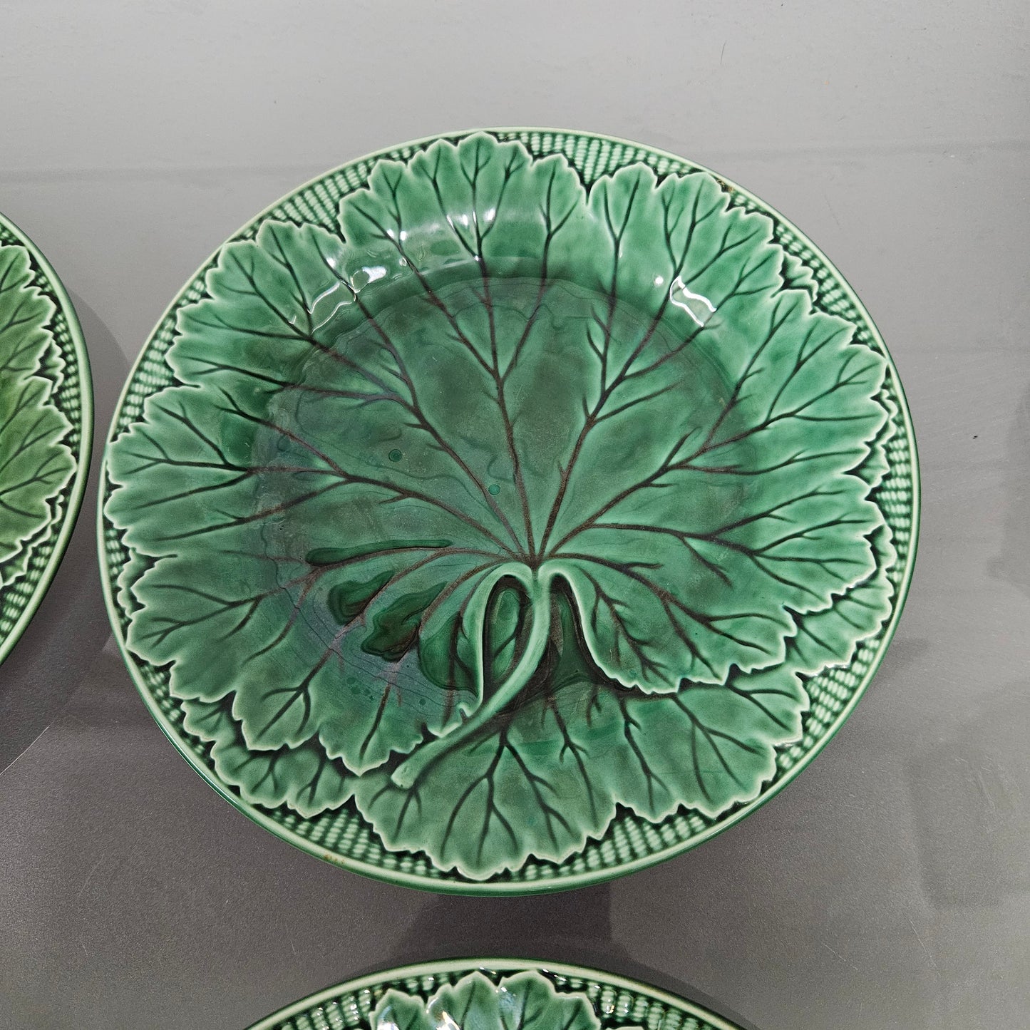 Antique Set of Four Majolica Plates