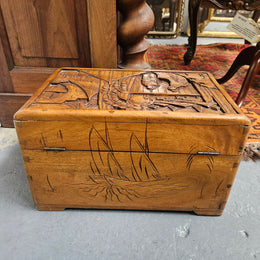Vintage Chinese Carved Camphorwood Medium Chest